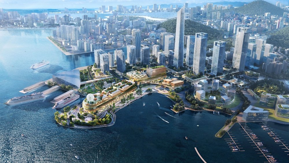 a city next to the water description automatically generated